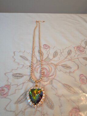 18K Gold Filled Faux Mystic Topaz Heart Necklace
